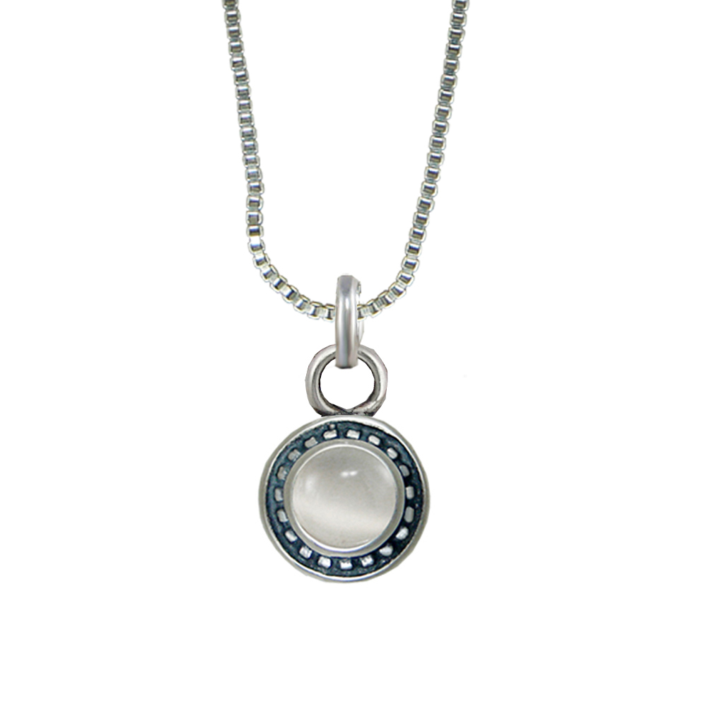 Sterling Silver Petite Little White Moonstone Pendant Necklace